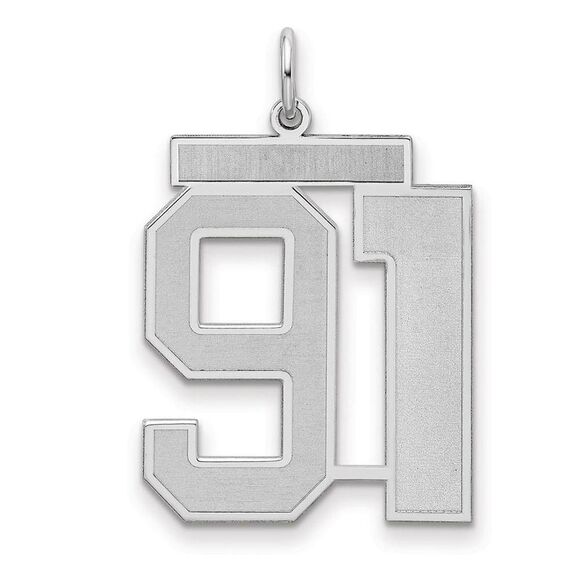 Sterling Silver Jersey Collection Large Number 91 Pendant